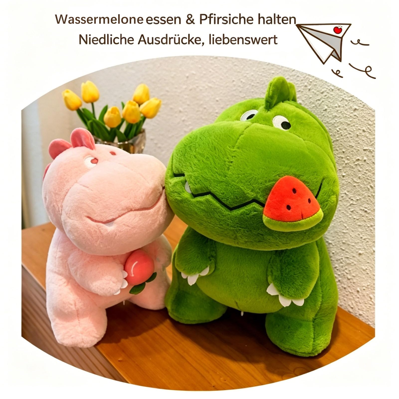 Dinosaurier Kuscheltier, Dinosaurier Plüschtiere mit Frucht, Weiches Dino Plüschtier, Kawaii Dinosaurier Plüsch Kissen Spielzeug, Tyrannosaurus Plüschsaurier Geschenk für Jungen Mädchen (65cm,Grün)