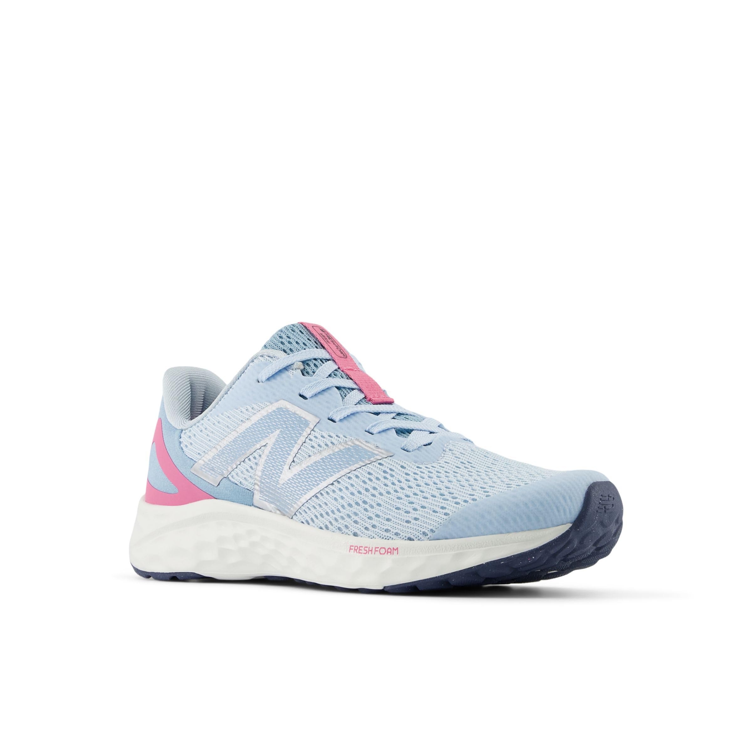 New Balance Tenis unisex para niños Fresh Foam Arishi V4 con cordones, Azul cantera/rosa real/azul cromado, 6 Big Kid