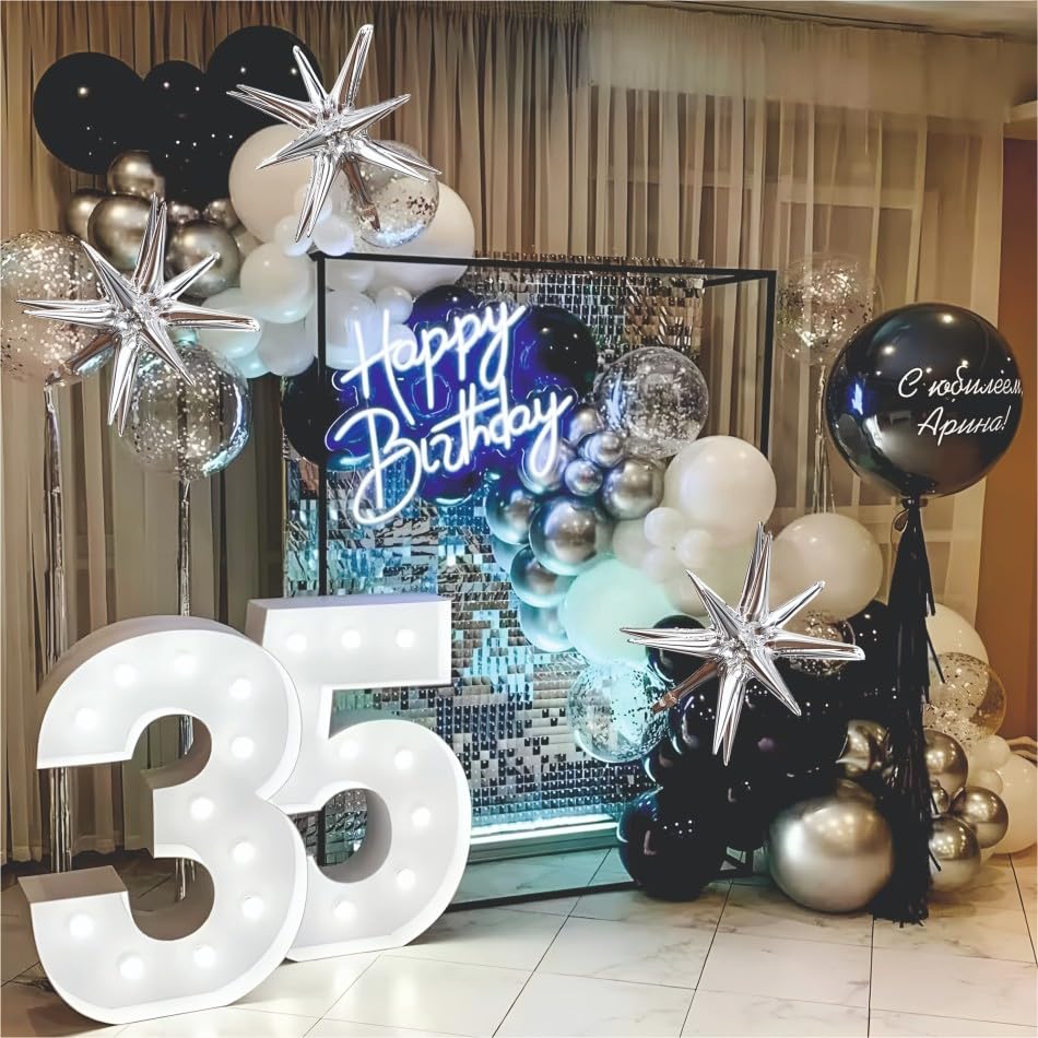 Image of Happy Birthday Balloons Decoration Kit - 44 Pcs Black & Silver Balloon Garland Set for Birthday Parties & Celebrations | Birthday Decoration Set for Celebrations for Kids & Adults