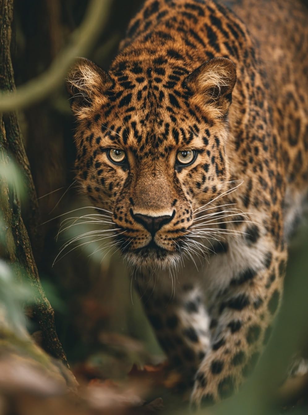 WANGWANGMIAO Paint by Numbers Kits 40x50 cm Leopard up closeCanvas DIY Acrylic Painting for Adults with Paints Brushes and Card Sized Magnifier，with Frame