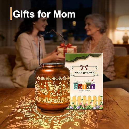 Miniatura 2 de Regalos para mujeres, faroles solares de mariposa para exteriores, impermeables, de metal, luces solares colgantes para patio, jardín, decoración de