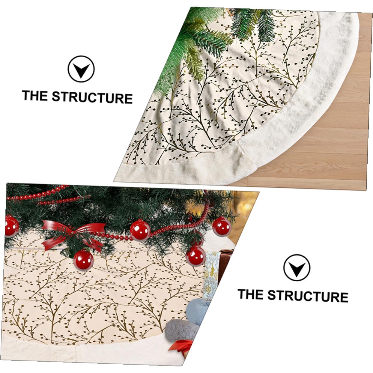 Zerodeko Tapis de Sapin de Noël Décoration pour Sapin de Noël Dorée Jupe pour Intérieur