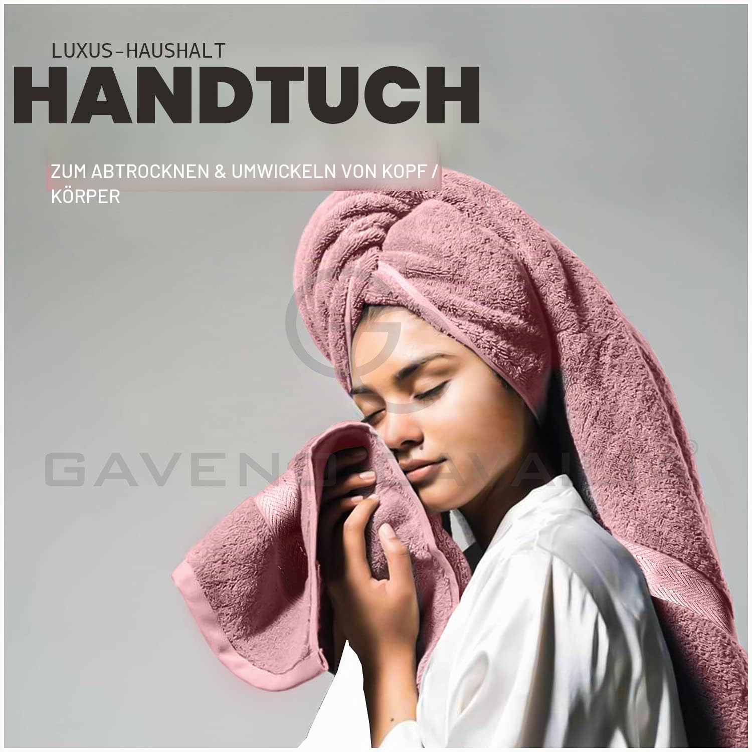 GC GAVENO CAVAILIA Weiche Handtücher – 10-teiliges Badezimmer-Handtuch-Set, hochwertig, wasserabsorbierendes Handtuch, 4 Gesicht, 4 Hände, 2 Badetuch, 450 g/m² waschbare Handtücher, Blush Pink