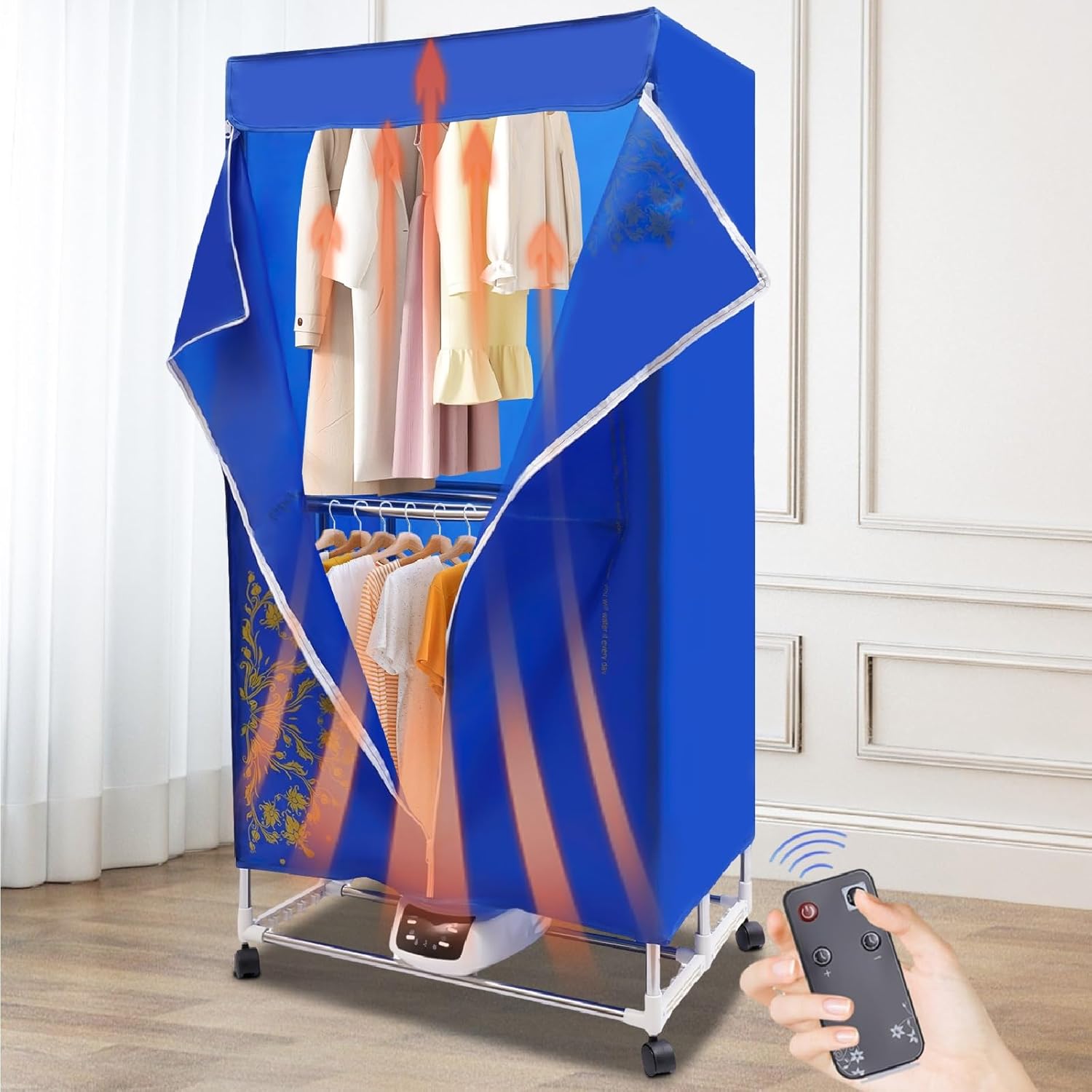 Portable Clothes Dryer, Portable Drying Machine with Timer, 1500W Electric Clothes Drying, Double Layers Drying Machine, Stainless Steel Portable Dryer for Apartments Home