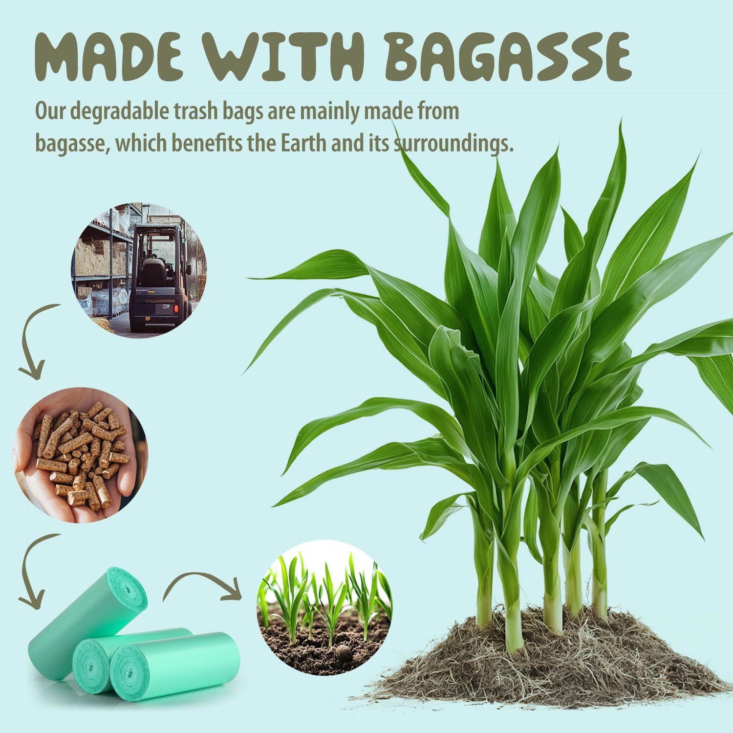 Bolsas de compostaje pequeñas de 3 galones, 125 unidades, bolsas de basura compostables pequeñas sin perfume, bolsas de basura biodegradables de 3 galones, aptas para baños de 11.36 litros