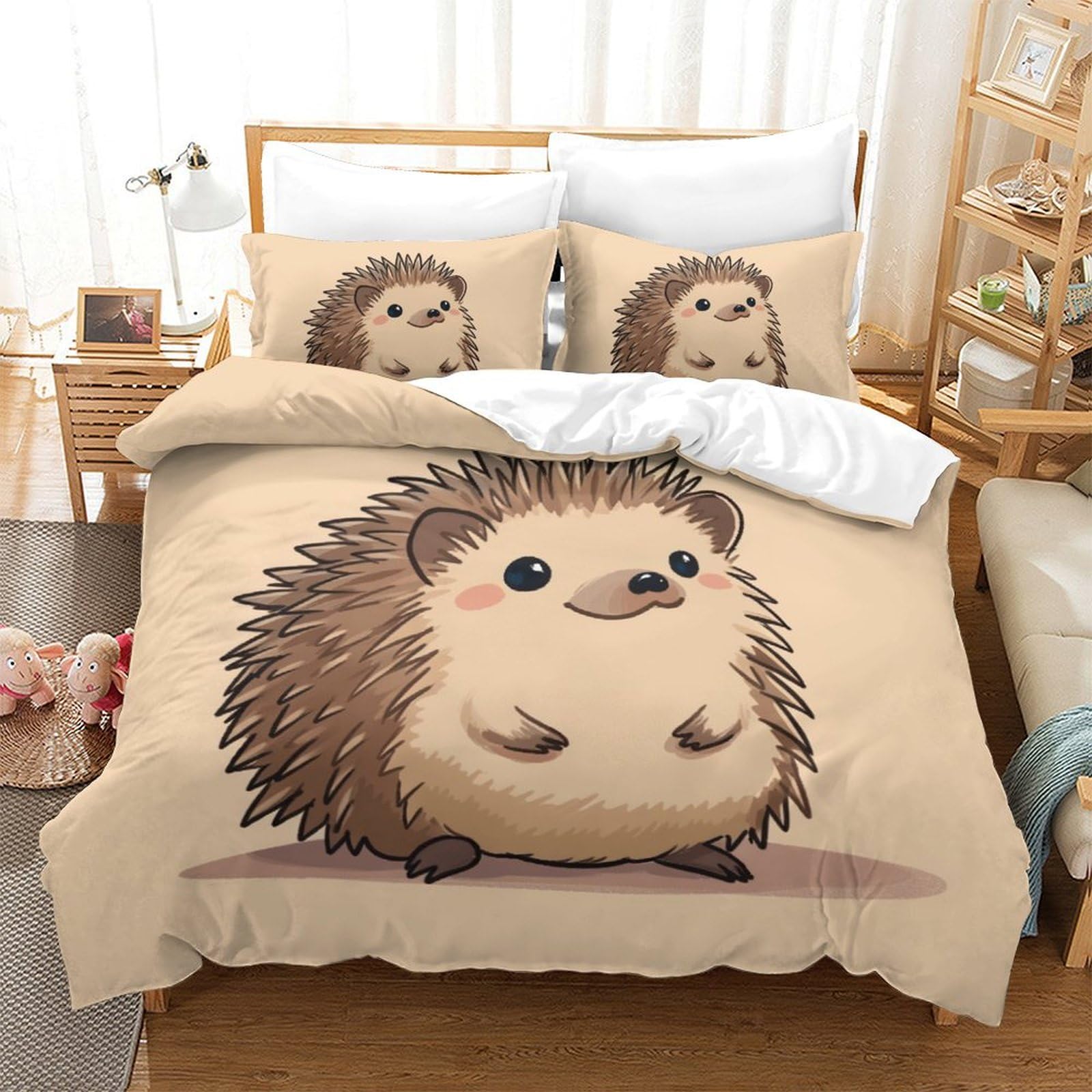 Housse de couette herisson lit double pour une chambre d'enfant chaleureuse