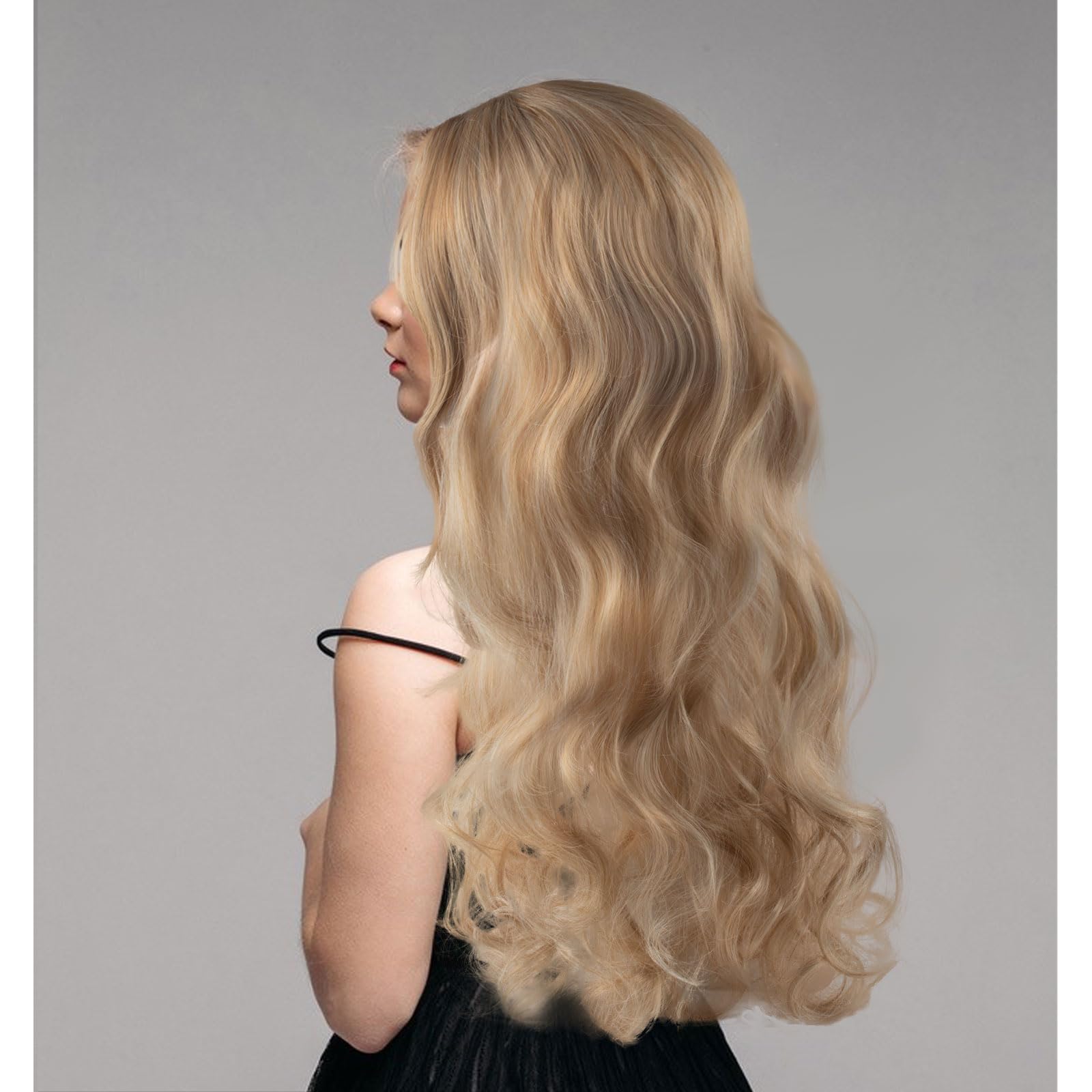 EUPSIIU Perruque Longue Ondulée Blonde 27'' - Cheveux Synthétiques Résistants à La Chaleur, Séparation Centrale, Style Naturel Pour Cosplay & Quotidien