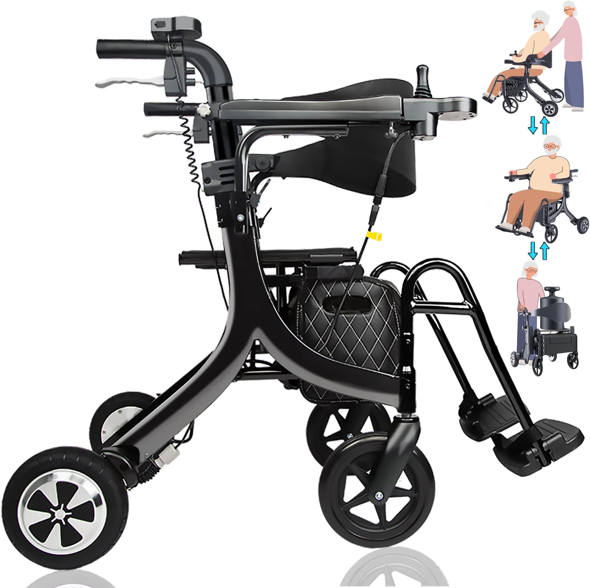 Amazon.com: SAGGION 5 in 1 Rollator Walker for Seniors, Foldable ...