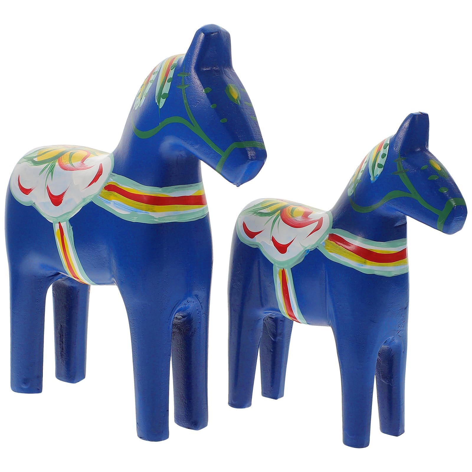 Figurines de chevaux en bois haut de gamme artisanat bleu et or