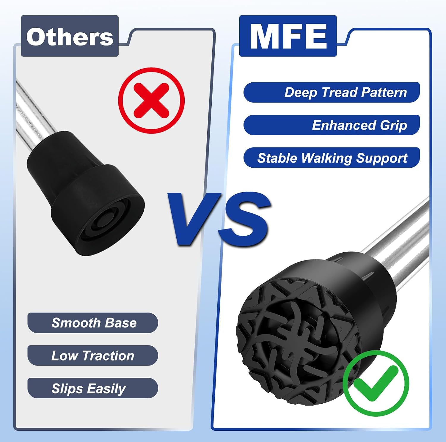 MFE Cane Tips 1 inch, 4 Pack Anti-Slip Rubber Replacement Tips