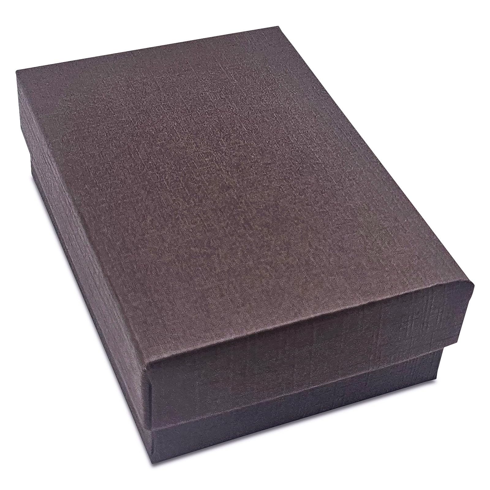 TheDisplayGuys - 25-Pack #32 Cardboard Linen Paper Jewelry Gift Boxes w. Cotton Padding - Brown (3.3" x 2.3" x 1.0")