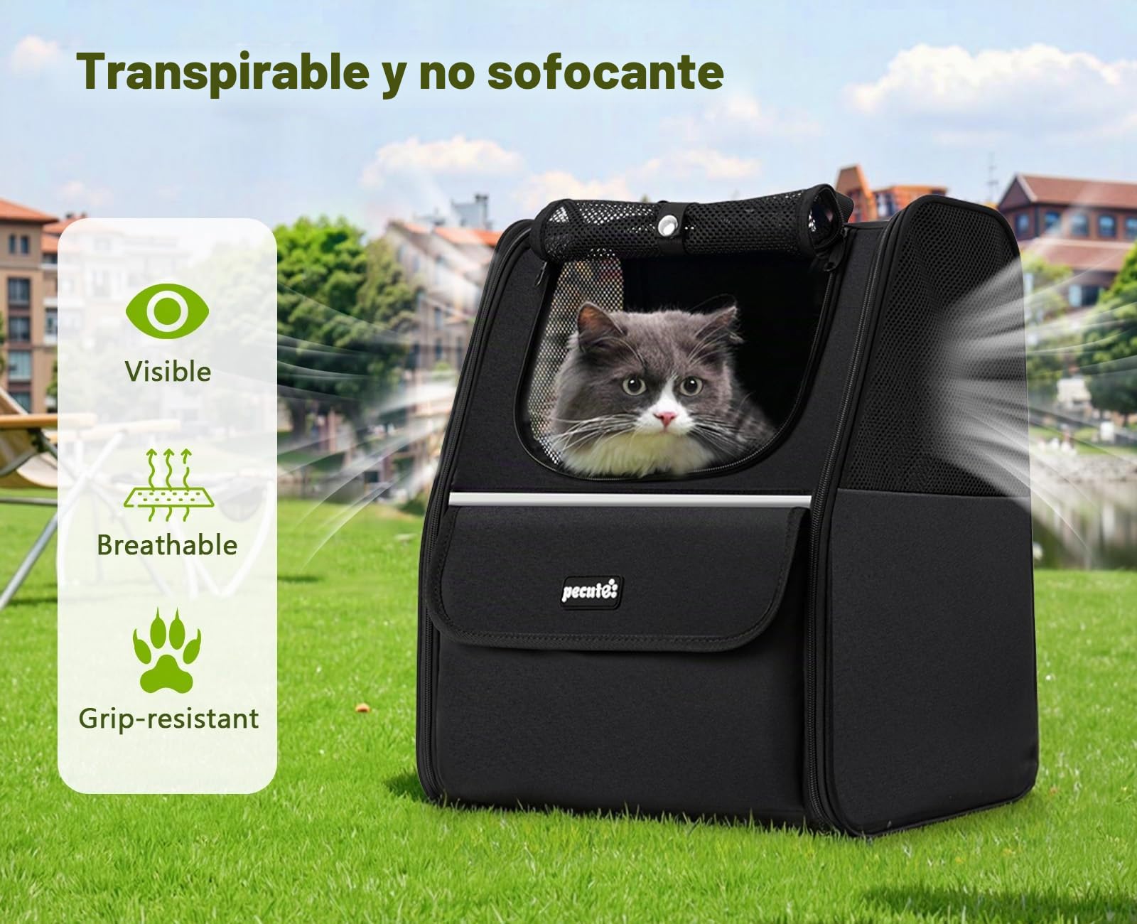 Pecute Mochila Transportadora para Gatos, Mochila Transportadora para Perros Pequeños, Bolso Transportador para Gatos para Viajes Senderismo Paseos en Bicicleta al Aire Libre