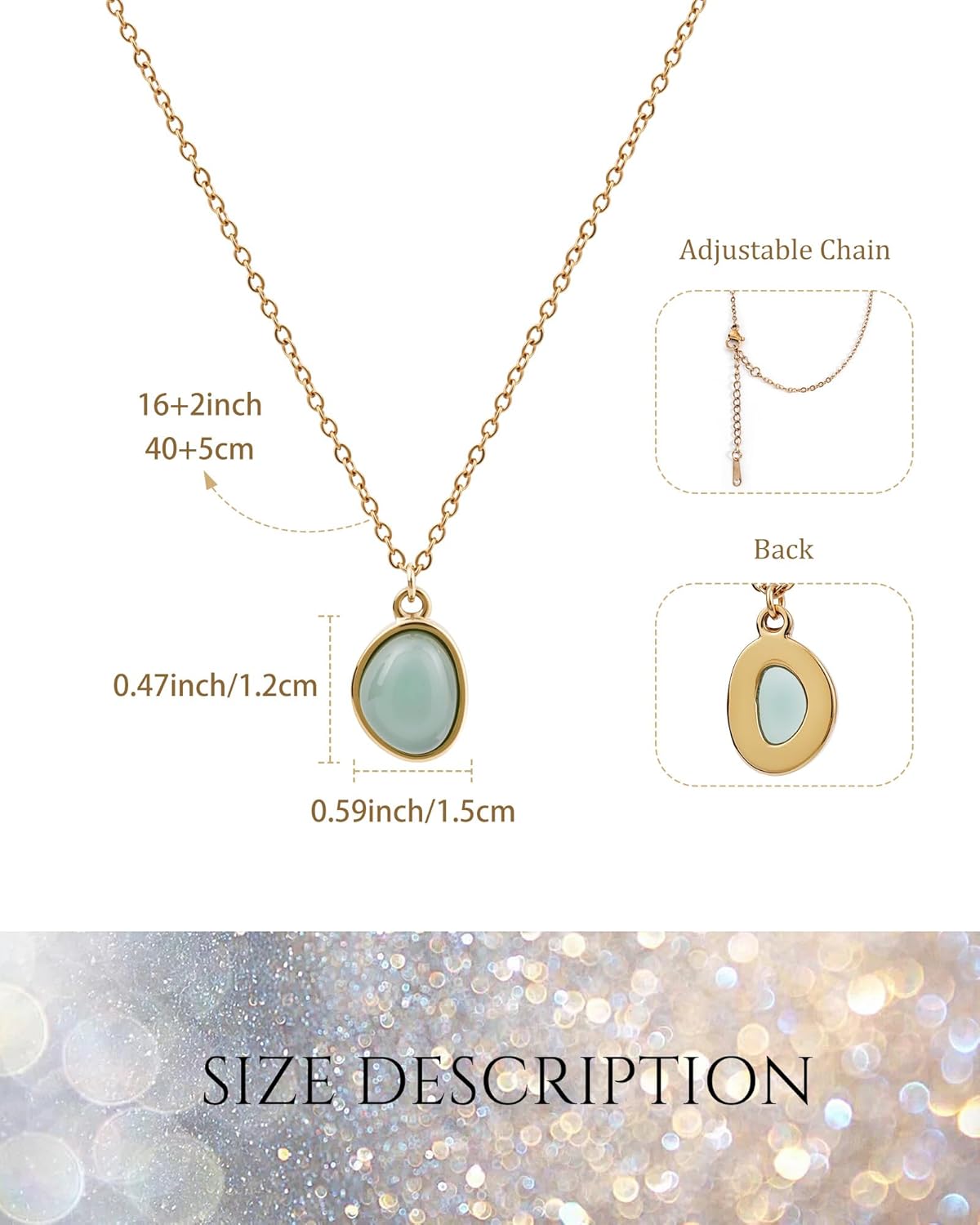 Jade Pendant Necklace for Women with 14K Gold Plated Chain-Dainty Green Gemstone Necklace, Meaningful Jade Jewelry Gift for Her Birthday Anniversary - Image 3