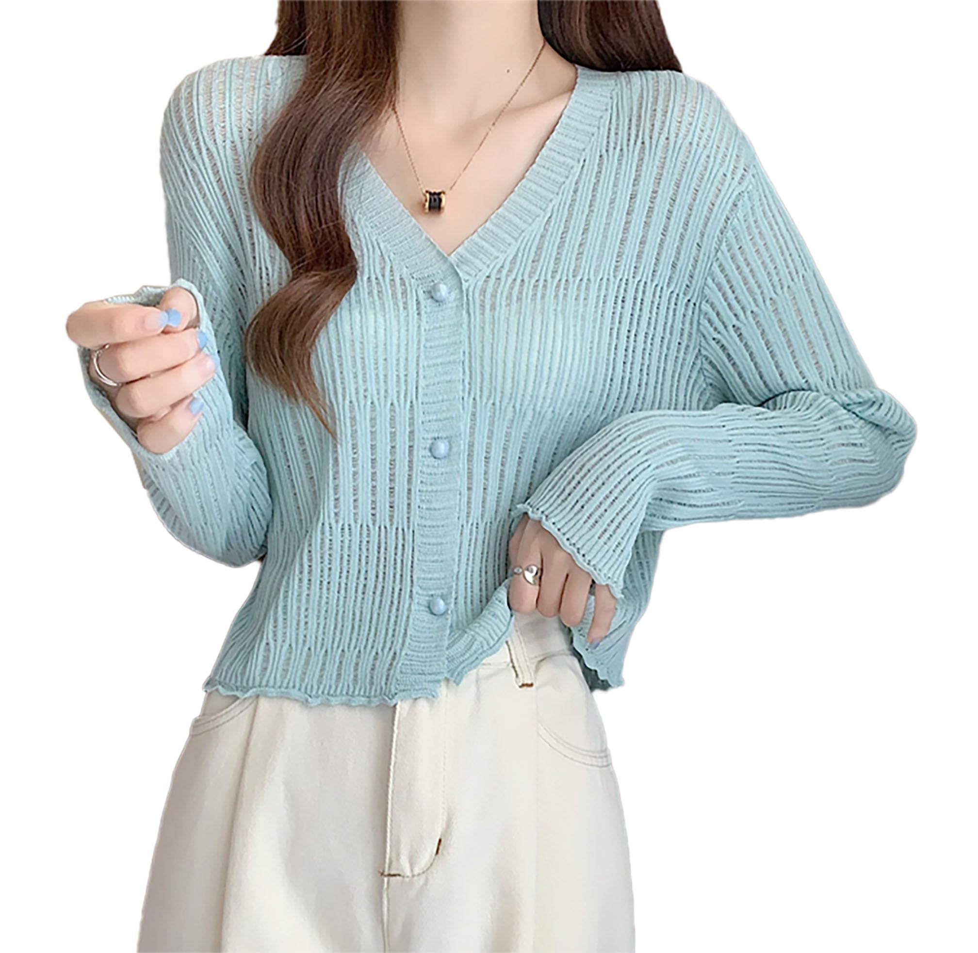 icw Women's Knitted Ribbed Cardigan Long-Sleeve V-Neck Button-Up Shrug Jacket Top Dn85-picture-17