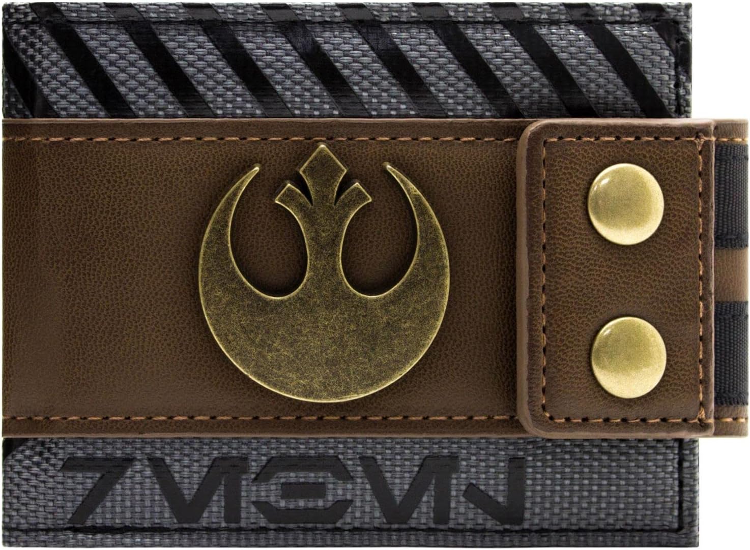 – Star Wars Rebel Buttoned Metal Emblem Wallet Bi-Fold ID & Card Holder, Brown