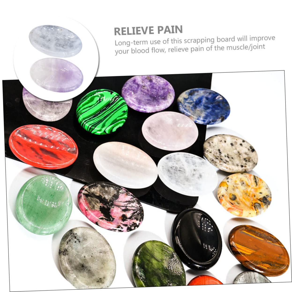PLAFOPE 10kawałki Naturalny Kamień Masujący Owalna Płytka Do Gua Sha Kryształowy Wyciskacz Do Stresu Wygodny Worry Stone Twarz Szyję i