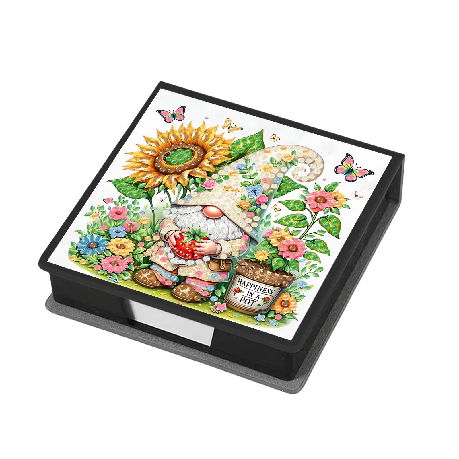 ARTopet Sticky Note Holder Diamond Art Painting Leather Post Note Dispenser Message Memo Paper Storage Box with 160 Sticky Notes Desk Office Organizer