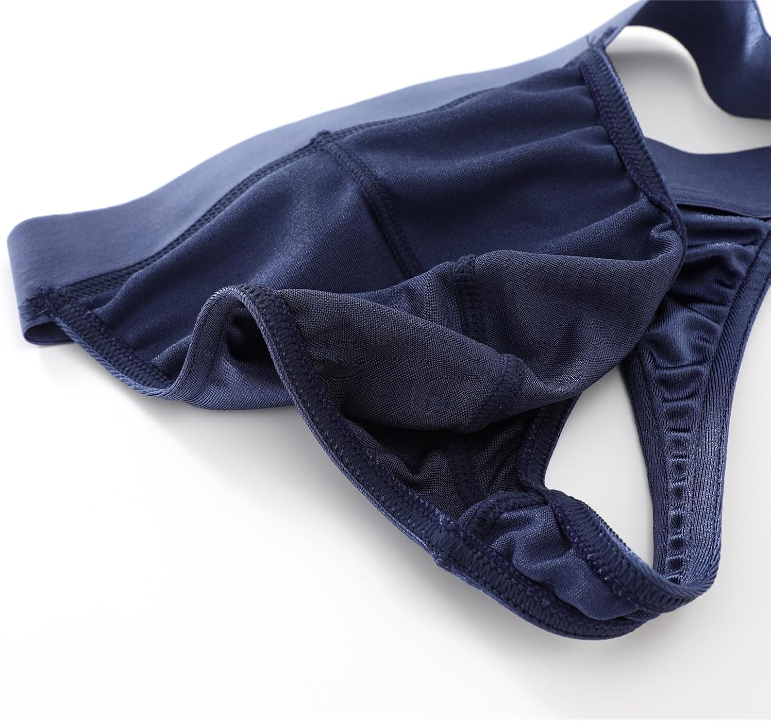 Men's Satin Stretch Support Wide Waistband Satin Briefs Thong G-string 4 Pcs/pack