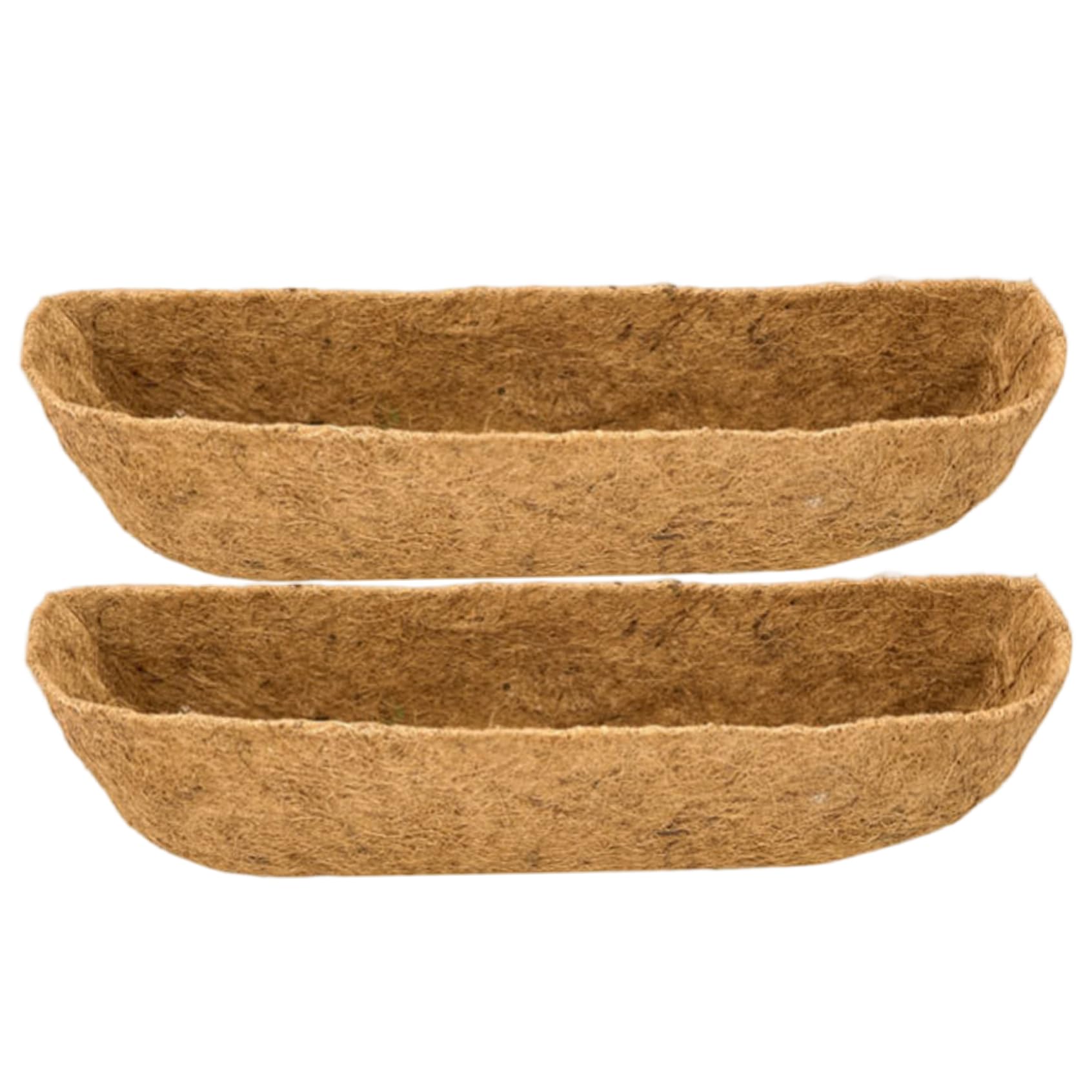 Uanqfegy Light Brown Coconut Fiber For Plants 2 Pack, 24In Half Moon Trough Basket Liners Natural Fiber Plant Liner For Hanging Baskets Window Boxes Outdoor Planter