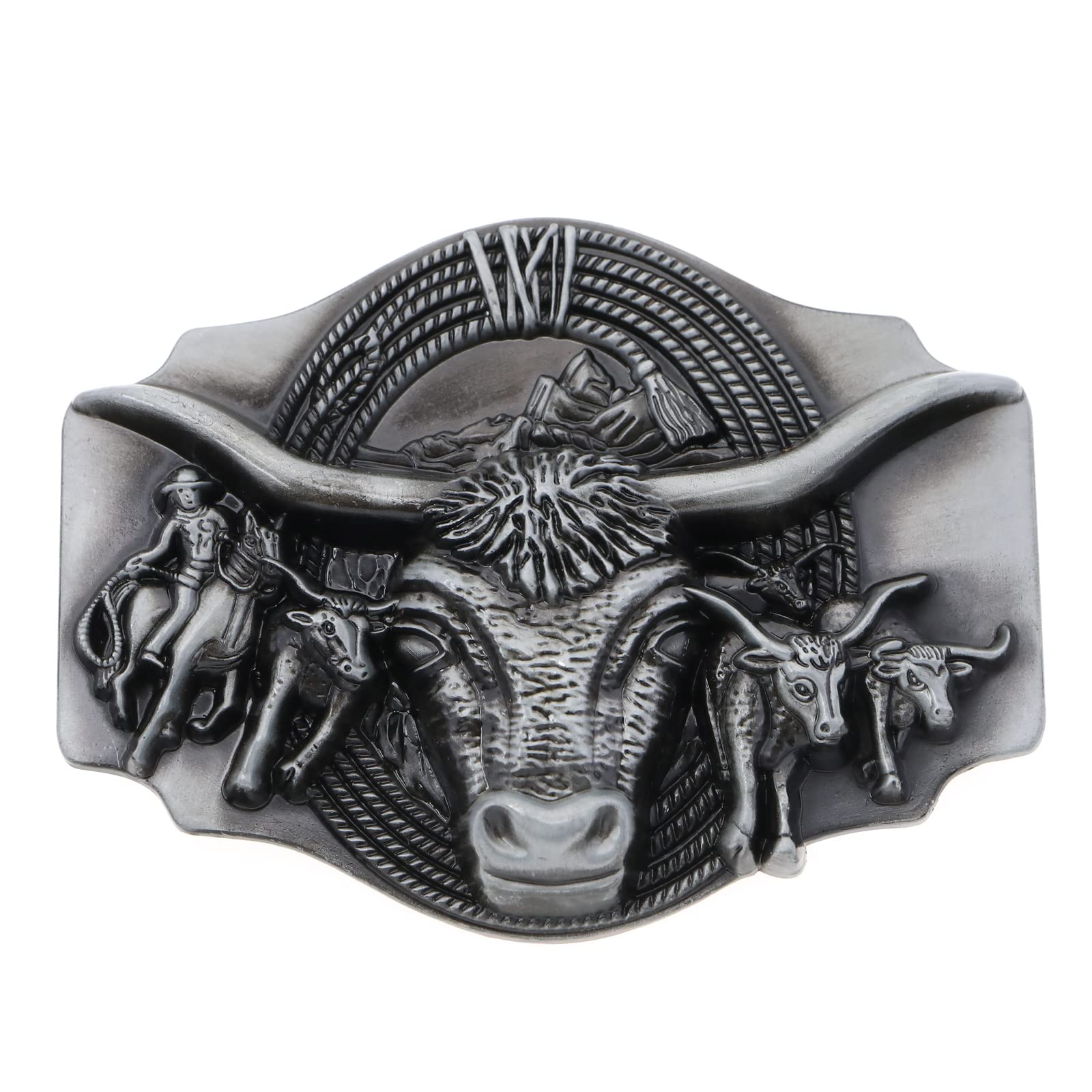 The Lord of the Tools Bull Belt Buckle Western Cowboy Belt Buckle Bull Belt Clasp Men Belt Fastener for 3.8cm Width Snap Belt Men Belt Decorative Accessories Black