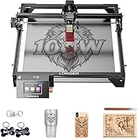 LONGER Gravador a laser Ray5 10000mW com tela sensível ao toque de 3,5 polegadas, uso offline, 24000 mm/min, ponto laser de 0,06 mm, máquina de gravação CNC DIY para madeira, metal, acrílico e vidro