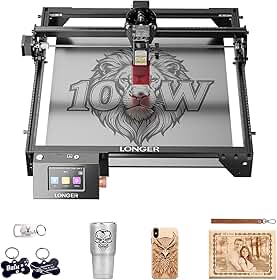 LONGER Gravador a laser Ray5 10000mW com tela sensível ao toque de 3,5 polegadas, uso offline, 24000 mm/min, ponto laser de 0,06 mm, máquina de gravação CNC DIY para madeira, metal, acrílico e vidro