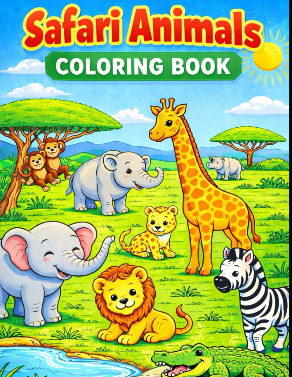 Safari Animals Coloring Book: Colorful safari friends bringing joyful coloring moments together