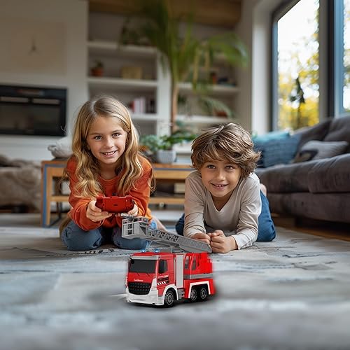 Miniatura 5 de LEXiBOOK Crosslander® pro, Camión de bomberos a control remoto, Efectos de luz, spray de agua, escalera giratoria electrónica, recargable, RCP20