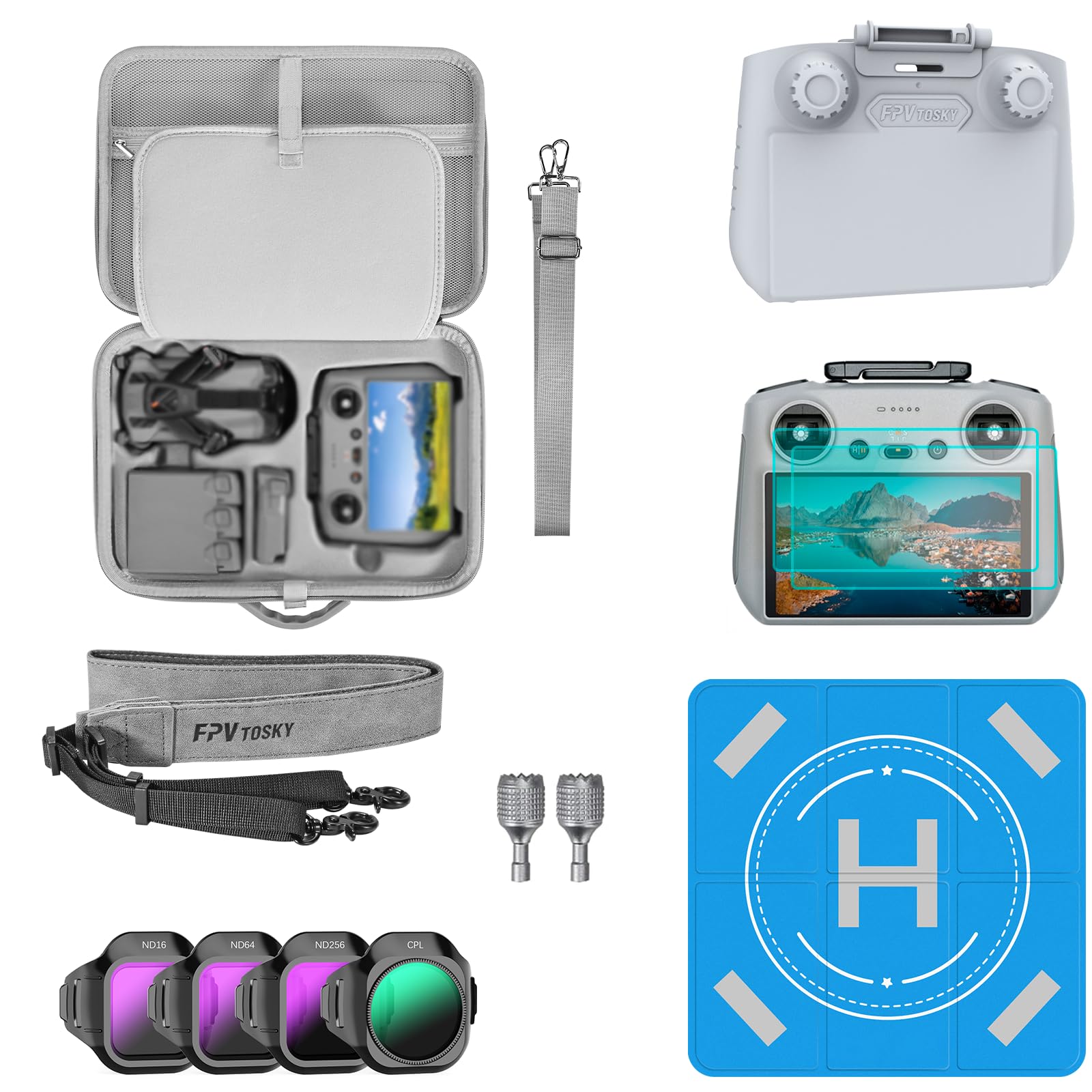 FPVtosky Bolsa para dji Mini 5 Pro, Bolsa de Viaje rígida portátil para dji Mini 5 Pro Fly More Combo, Bolsa de Almacenamiento de Piel sintética para Controlador RC 2 Accesorios (7 en 1)