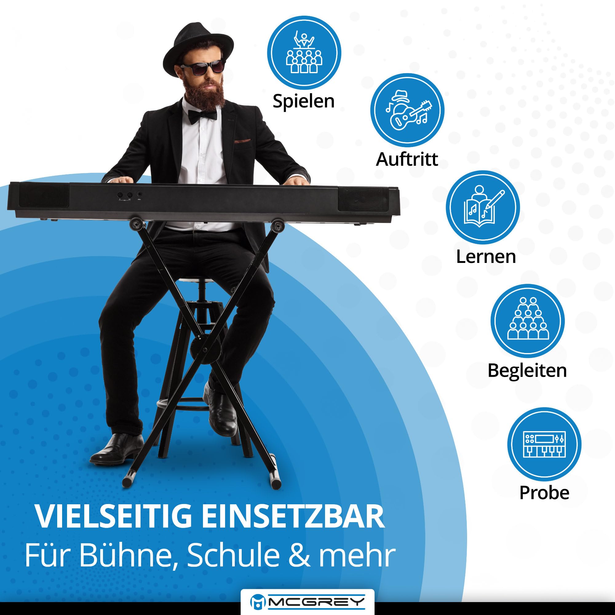Pianoforte Arrotolabile McGrey RA-88 – 88 Tasti In Silicone – Portatile Con Batteria – Suoni, Ritmi E MIDI – Include Pedale E Cavo – Per Bambini E Adulti - 3