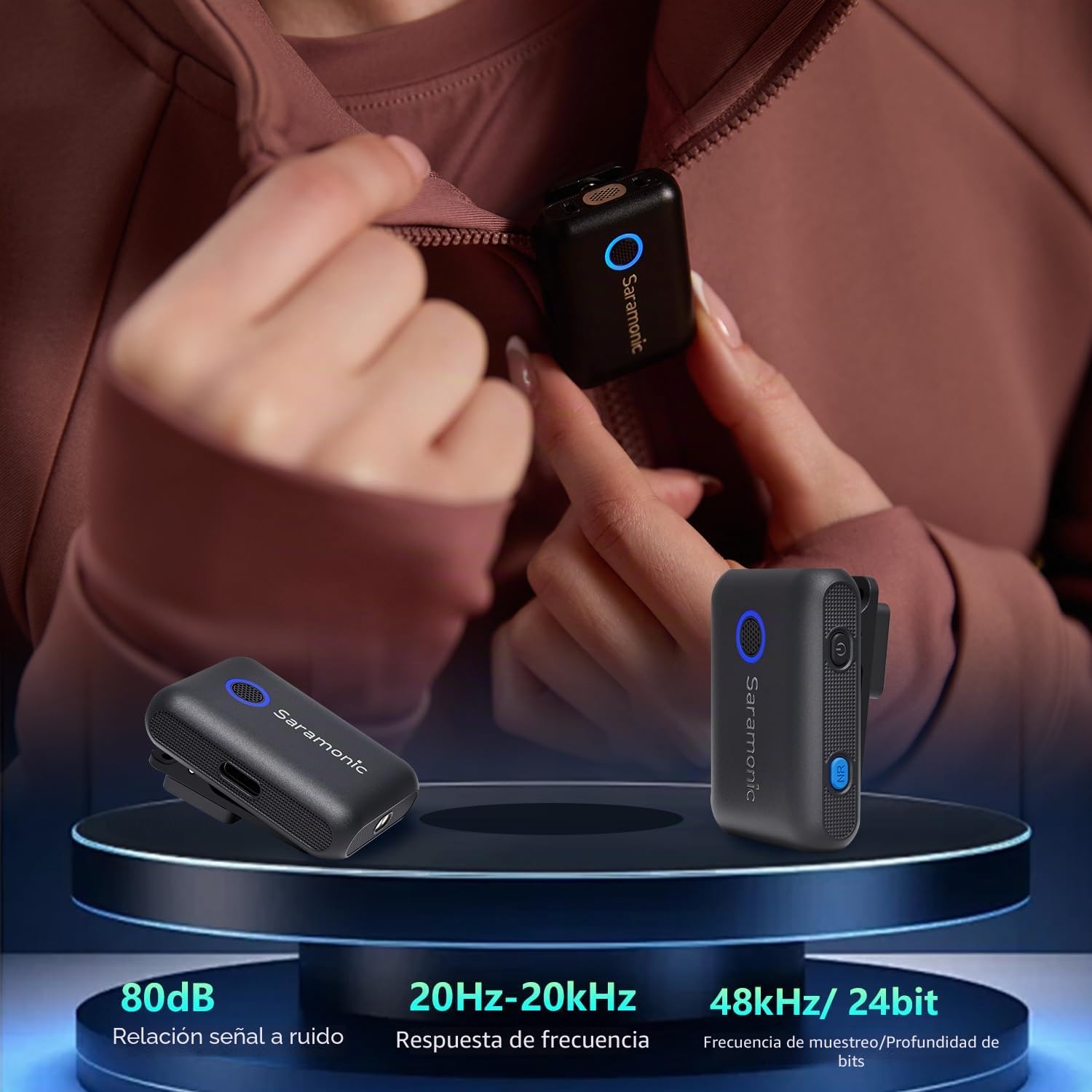 Saramonic BLINK500B2+ - Micrófono Lavalier inalámbrico para iPhone Android Tipo C, cámara de teléfono Inteligente, Alcance de 522 pies, duración de la batería de 20 Horas, micrófono de Solapa