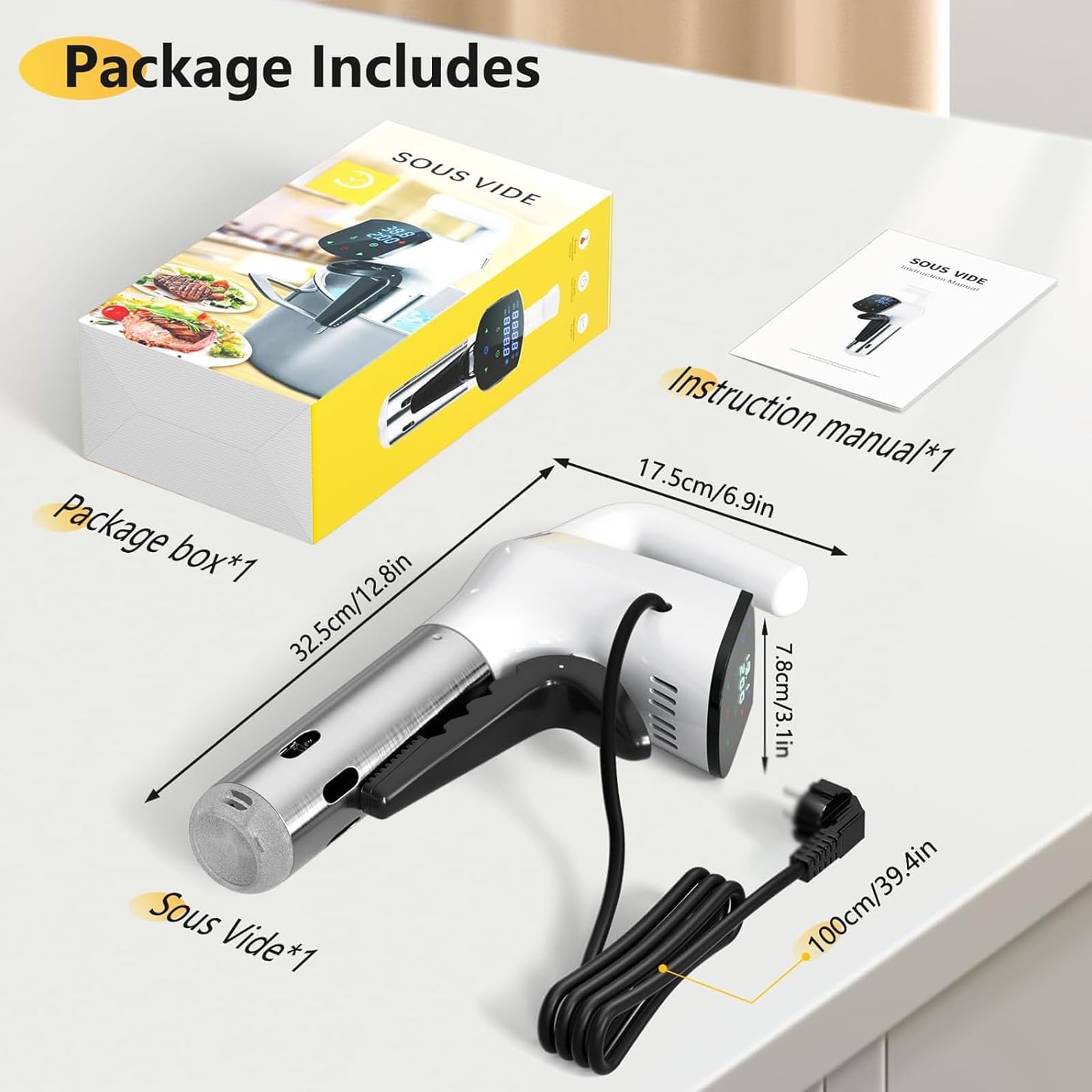 Sous Vide Cooker - Circulador inteligente de inmersión 1100W con pantalla LED, kit completo con tanque de agua de 11L, bomba de vacío, 10 bolsas y clips para un control preciso de la temperatura