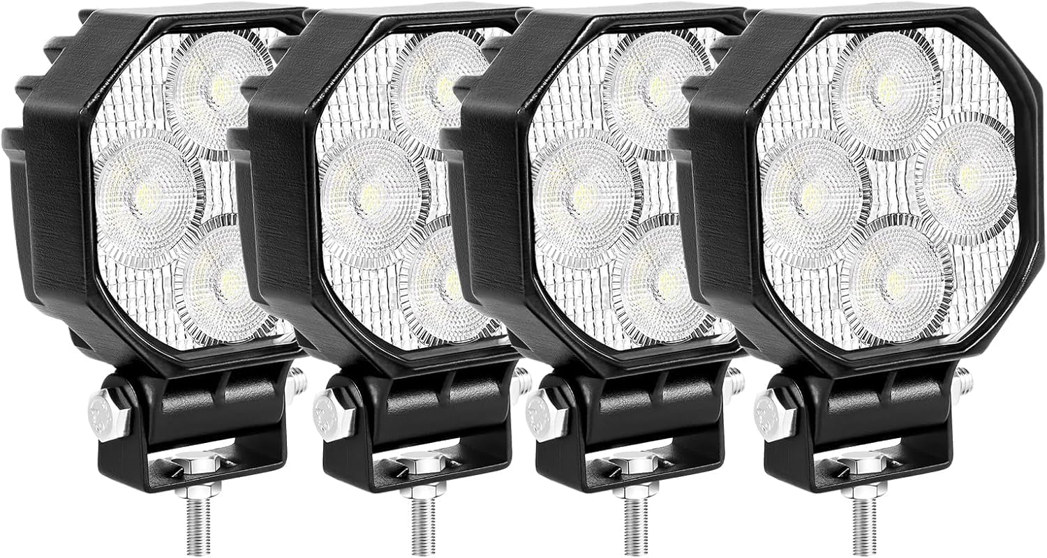 4 Pack 2.8 in 16W 1600LM Mini LED Work Light, 6000K White 12V 24V Off Road Driving Flood Lights Fog Lamps for Car Truck Boat Tractor 4x4 SUV ATV Motorbike Dirtbike, Waterproof IP67