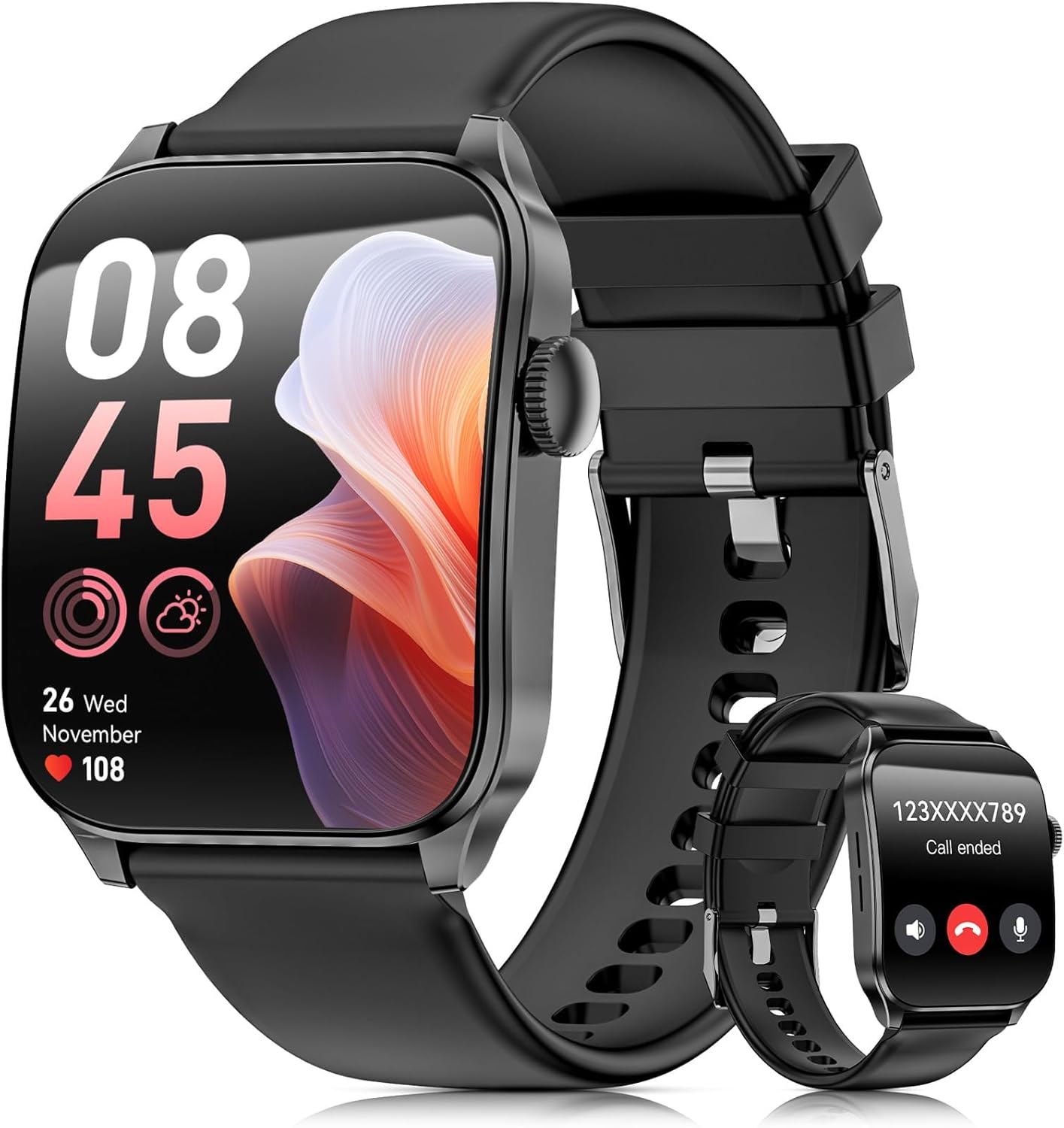 Smart Watches for Men Women, 1.91" HD Curve Screen Smartwatch (Answer/Make Call), Fitness Tracker with Heart Rate/Sleep Monitor, Pedometer, 100+ Sport Modes, Smart Watch for Android iPhone (Black)