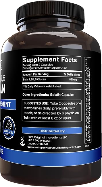 PURE ORIGINAL INGREDIENTS, Beta Glucan, 365 Capsules