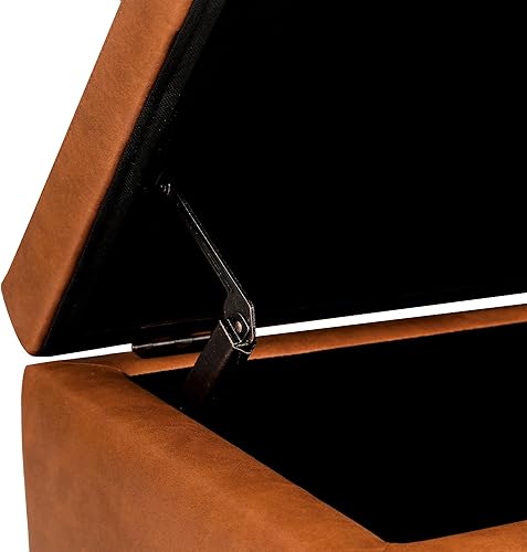 Miniatura 8 de Joveco Banco otomano de almacenamiento de piel sintética con botones, mesas auxiliares rectangulares, reposapiés para sala de estar, dormitorio,