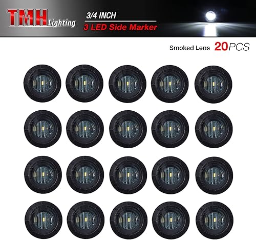 Miniatura 2 de Paquete de 20 lentes ahumados TMH de 34 pulgadas LED blanco DC de 12 V luz de marcador lateral redonda lámpara de liquidación forma de bala
