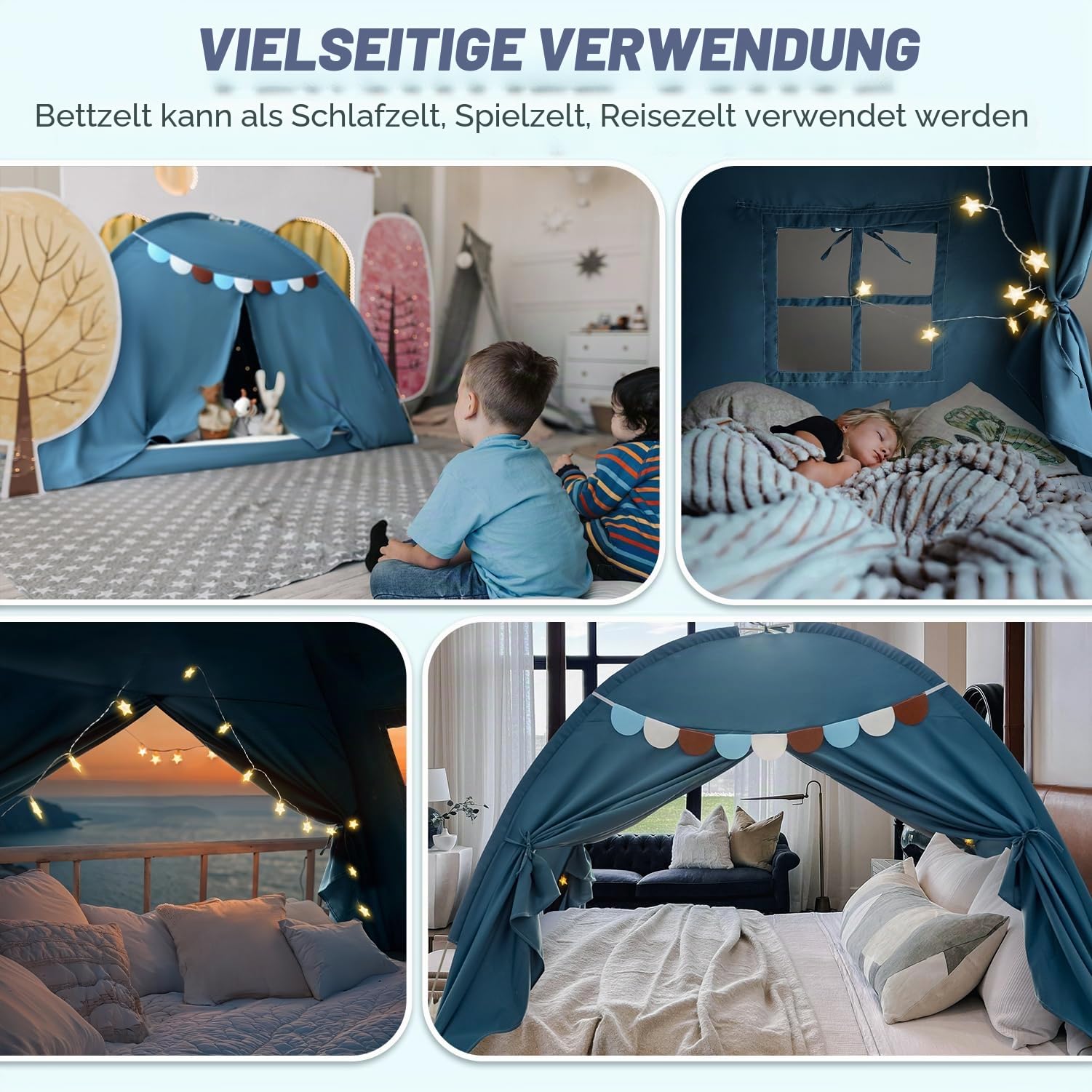 Doppelbett Zelt für Kinder, Doppelbett, Bohemian-Quaste, Innen-Sichtschutzzelt auf dem Bett, schlafen im Zugluftraum für Mädchen und Jungen