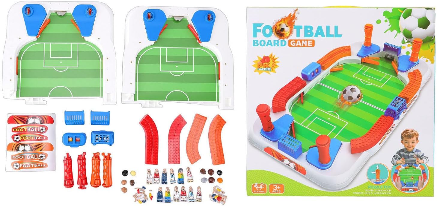 Soccer Board Game, 4 Flipper Drive Multi Function Interactive Game, Mini Foosball Table Football Games Pinball Machine with Large Sloping Court and Scoreboards for Kids Adults