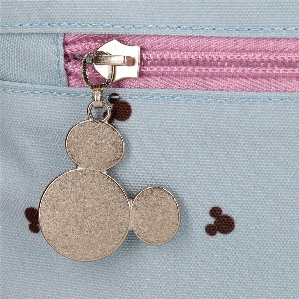 Disney Joumma Bags Mickey & Minnie Kisses zaino per bambini, zaino per la scuola, in poliestere, blu e rosa, Spallacci larghi, ergonomici e imbottiti, con pompon decorativo