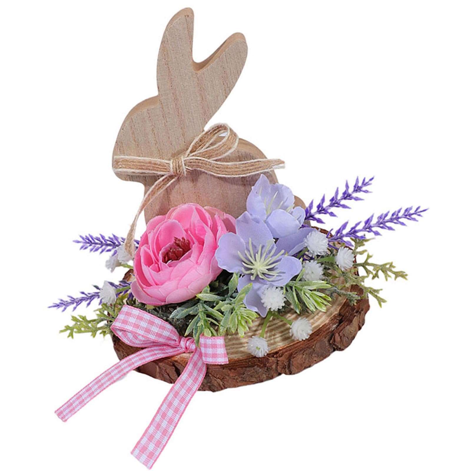 Jazuaiao Wooden Easter Hare Ornament Hand Carved Wood Animal Figurine Holiday Decoration for Tabletop Mantels Home Decoration Easter Wooden Hare