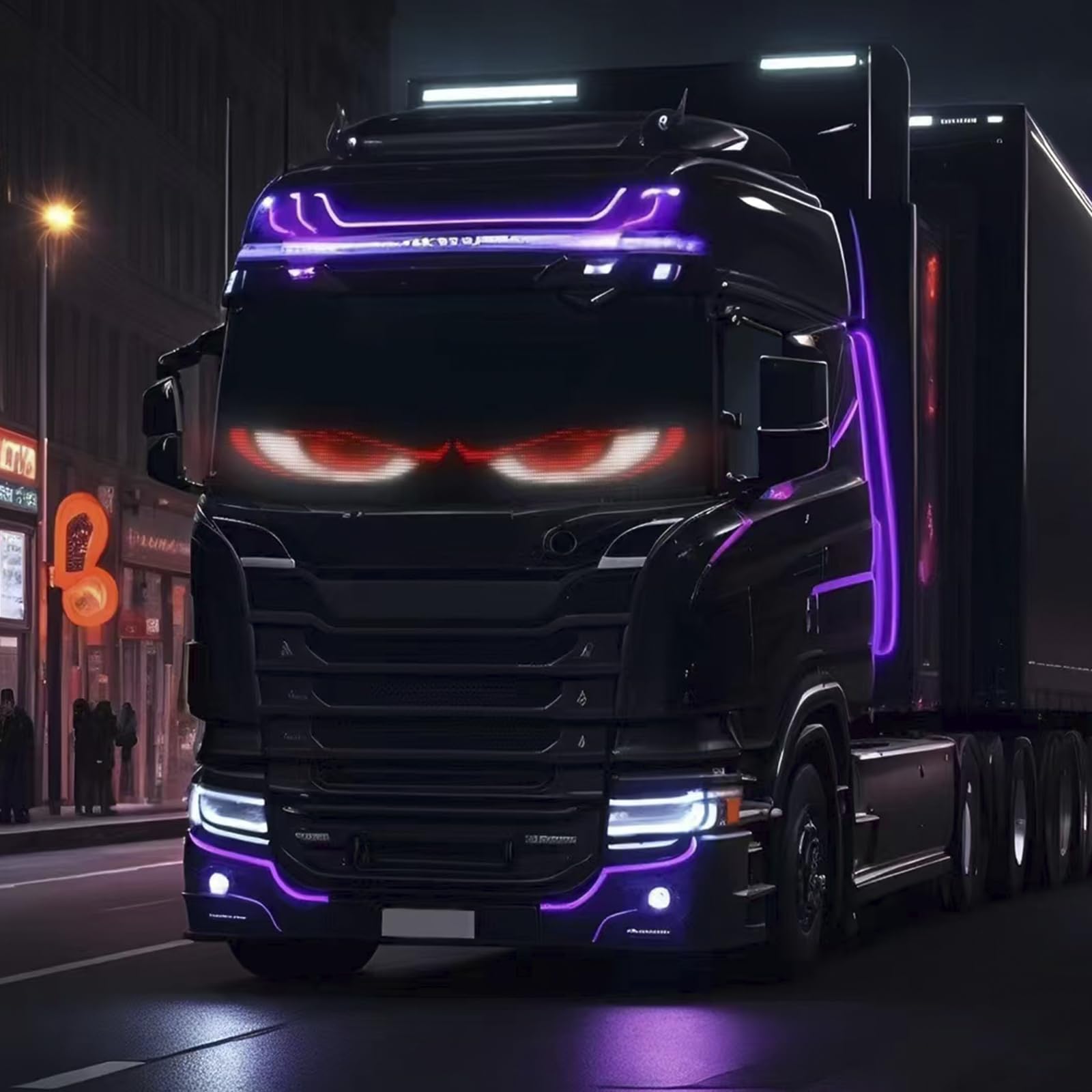 Ojos LED para Camion, Pantalla LED Flexible Coche Programable Grande, Ojos de Diablo para Coche, para Bricolaje, Dinámica, LED Inteligente, Colorida, Pantalla Suave (19.2 * 89.8CM)
