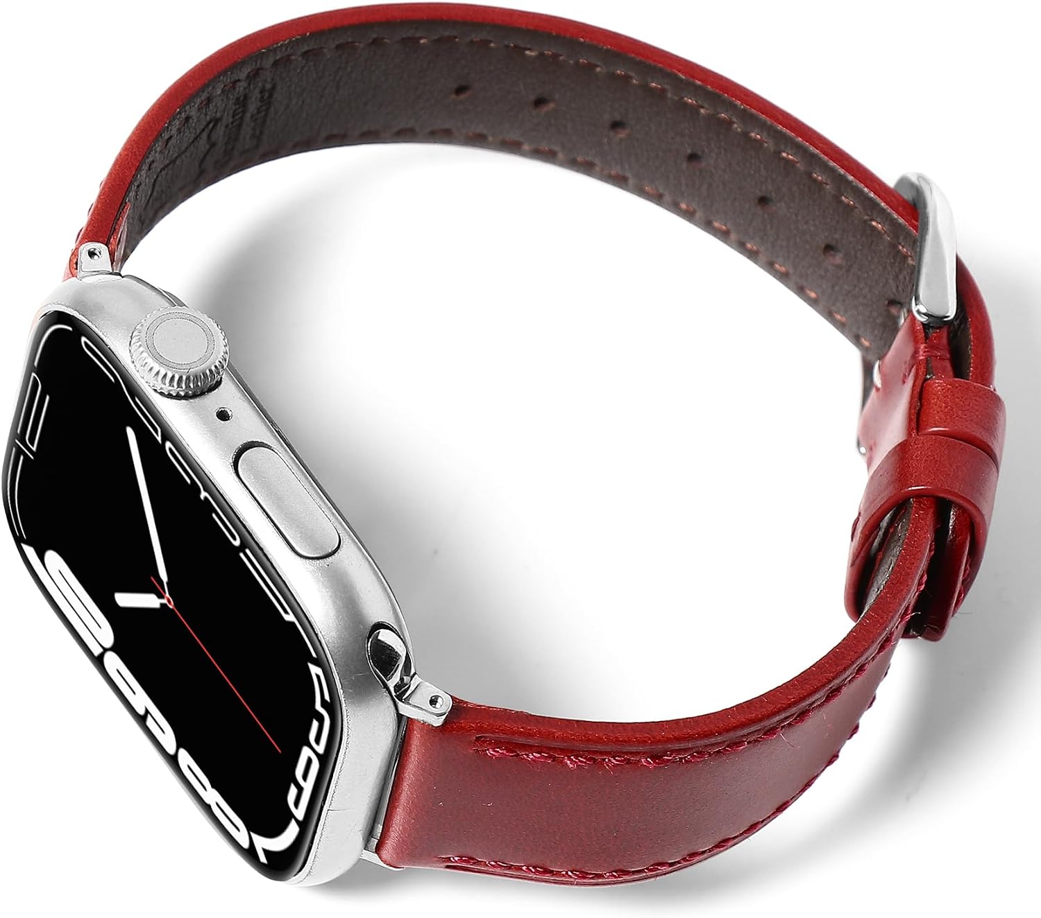 Soft Top-Grain Leather Watch Band Men Women, Compatible with All Apple Watch Series, Breathable, Sweat-Resistant iWatch Strap