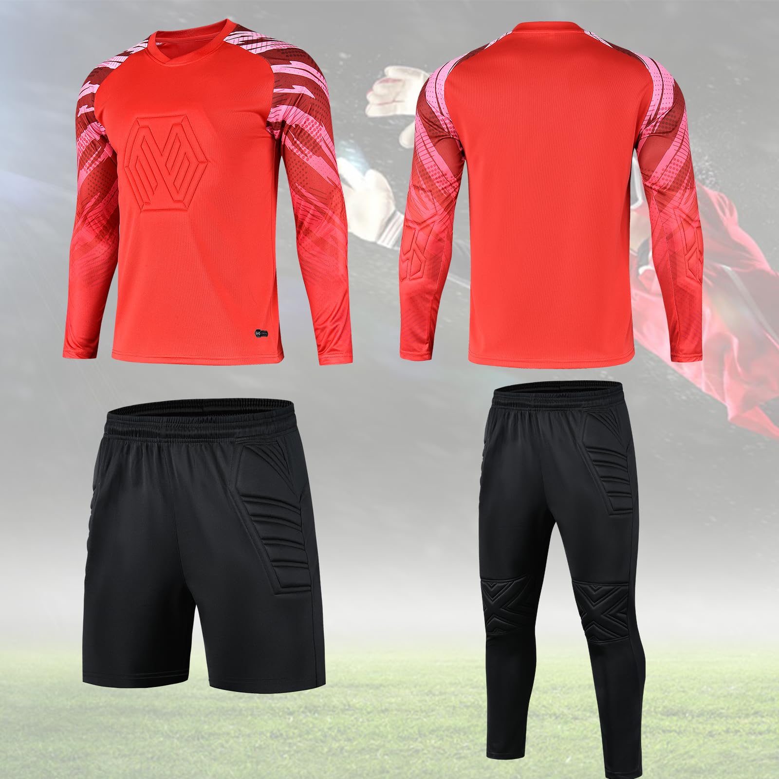 Personalisierte Kinder Torwart Trikots Jungen Fußball Trikot Gepolstert Torwart Shirt Langarm Sport Shirt Benutzerdefiniert Torwarttrikot Tops mit Namen