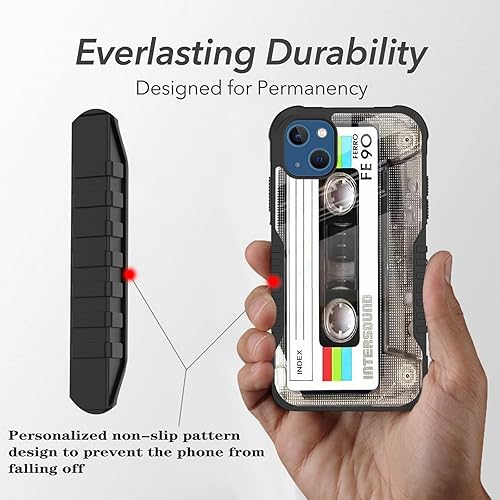 Miniatura 3 de LANJINDENG Compatible con 15 fundas de diseño retro de cinta de casete para hombres y niños, parachoques a prueba de golpes antiarañazos