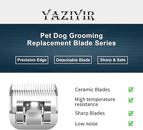 Miniatura 4 de YAZIYIR 10# Cuchillas de cerámica desmontables para el aseo de perros de mascotas, compatibles con Andis, Oster A5, Wahl KM10, longitud de corte de