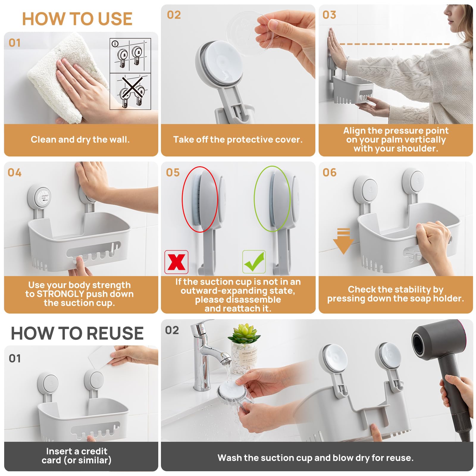 LEVERLOC Zuignap Douche Caddy Badkamer Mand Plank Zuignap Douche Caddy Opslag Geen Boren Shampoo Houder Verwijderbaar Krachtig Badkamer voor Shampoo Toiletartikelen Keuken accessoires, Blauw