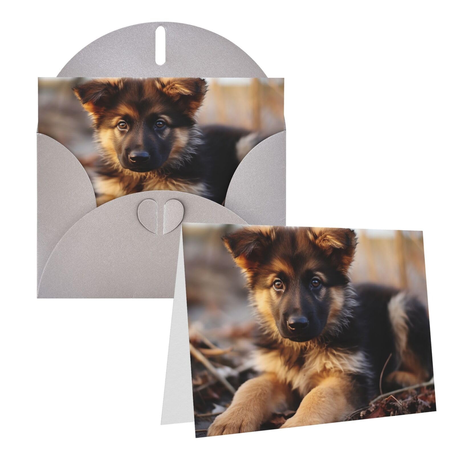 Rrtsmsgh Greeting Cards German Shepherd Puppy Blank Greeting Cards With Envelopes For All Occasion Cards, Friendship Anniversary Cards