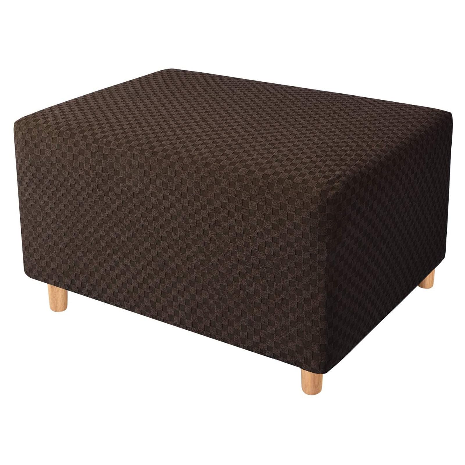 Stretch Ottoman Slipcovers, Rectangle Footstool Protector Jacquard Soft Footrest Covers Non Slip Washable Furniture Protector For Living Room-coffee-Large