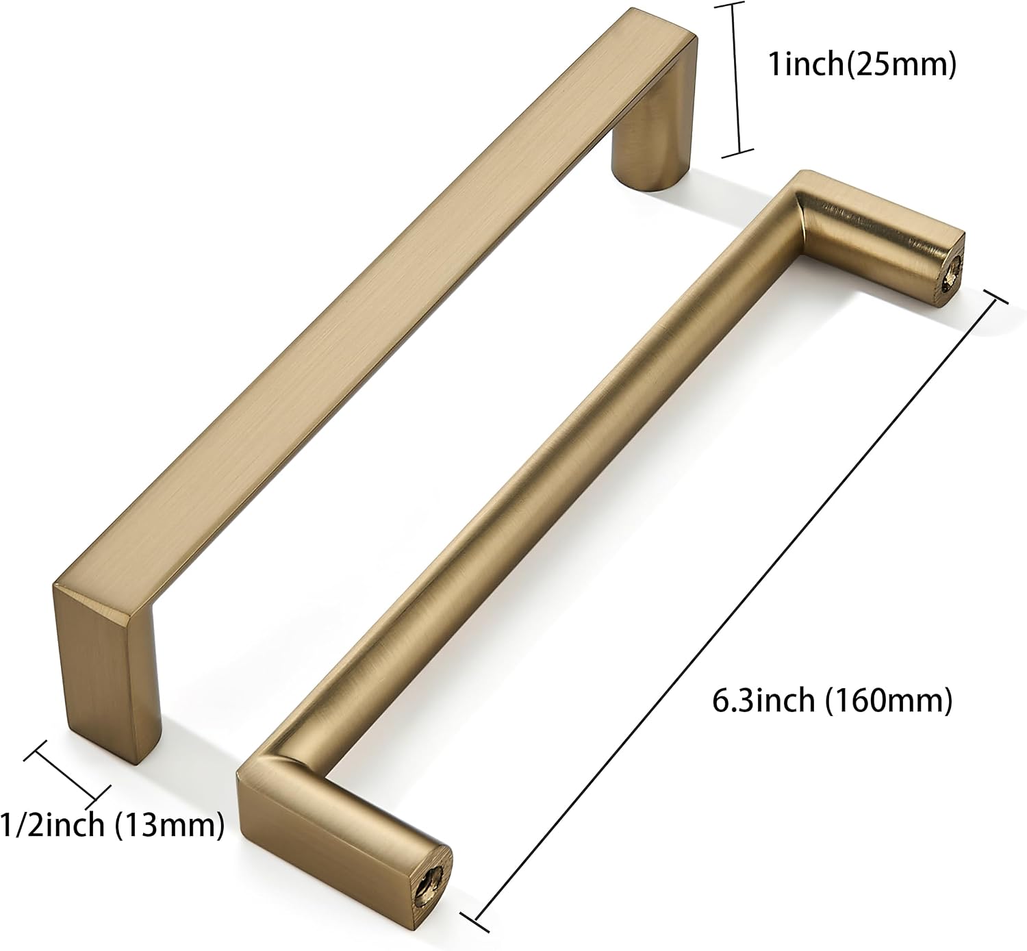 khtumeware 5 Pack 6-1/4 Inch(160mm) Champagne Bronze Square Cabinet Pulls Satin Brass Kitchen Cabinet Handles Kitchen Cabinet Hardware Gold Drawer Pulls for Dresser Cupboard